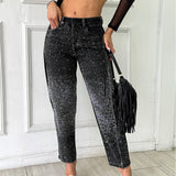 Jean Negro Desgastado Brillante