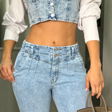 Baggy Jean Claro Con Pinzas Delanteras