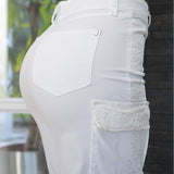 Pantalon Recto Con Brillo Y Encaje