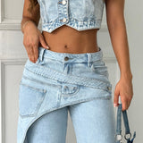 Jean Wide Leg Asimetrico