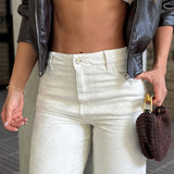 Pantalón Wide Leg Beige Texturizado