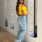 Jean Wide Leg Floral Vintage
