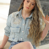 Chaqueta Denim con Apliques Decorativos