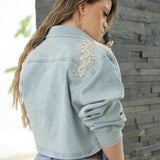 Chaqueta Denim con Apliques Decorativos